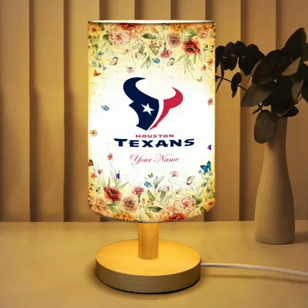 Houston Texans Flowers Table Lamp Custom Any Name Gift For Fans SPTABLELAMP020 - Image 2