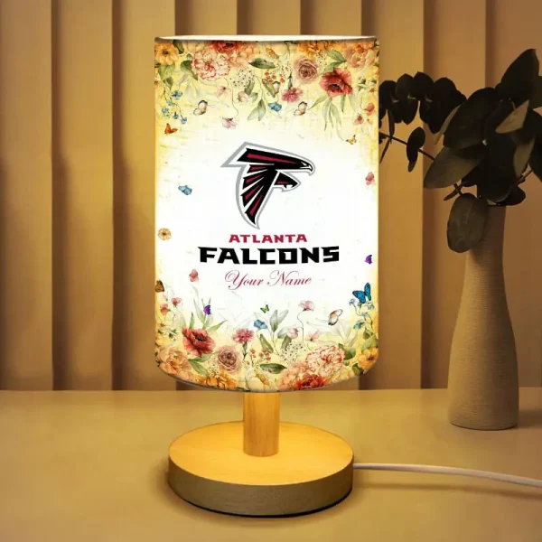 Atlanta Falcons Flowers Table Lamp Custom Any Name Gift For Fans SPTABLELAMP023 - Image 2