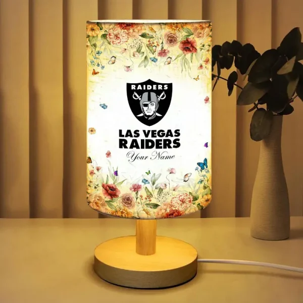 Las Vegas Raiders Flowers Table Lamp Custom Any Name Gift For Fans SPTABLELAMP029 - Image 2