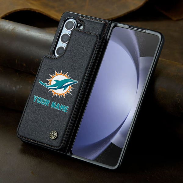 Miami Dolphins Leather Case Kickstand Card Holder Double Magnetic Clasp SPTLCCHDM002 - Image 2