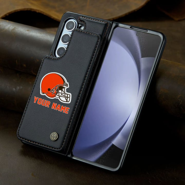 Cleveland Browns Leather Case Kickstand Card Holder Double Magnetic Clasp SPTLCCHDM030 - Image 2