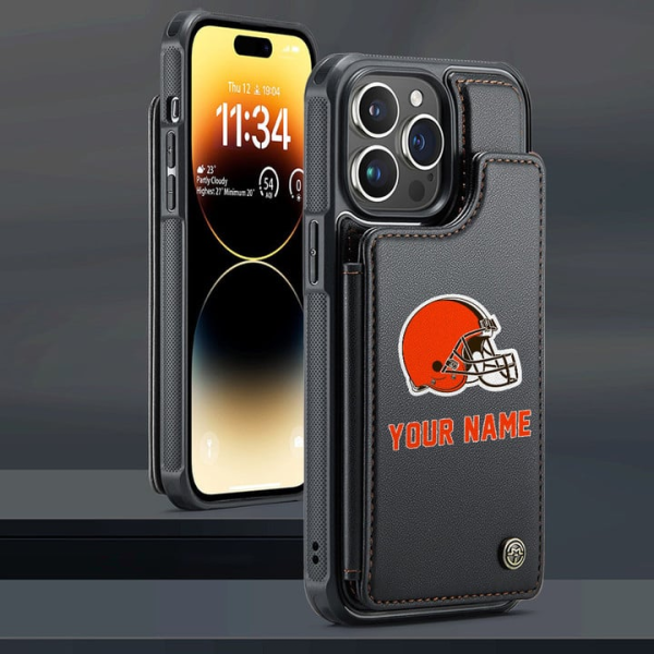 Cleveland Browns Leather Case Kickstand Card Holder Double Magnetic Clasp SPTLCCHDM030