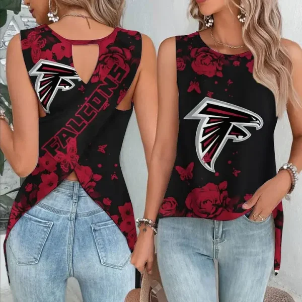 Atlanta Falcons Cut Out Wrap Back Tank Top SPTCOWBTT001