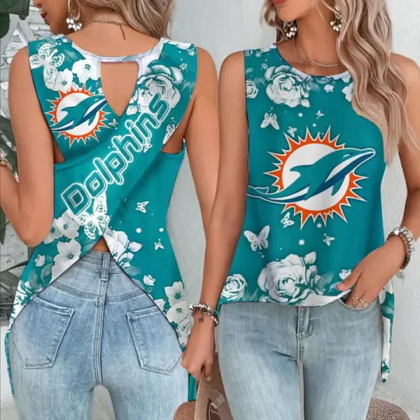 Miami Dolphins Cut Out Wrap Back Tank Top SPTCOWBTT010