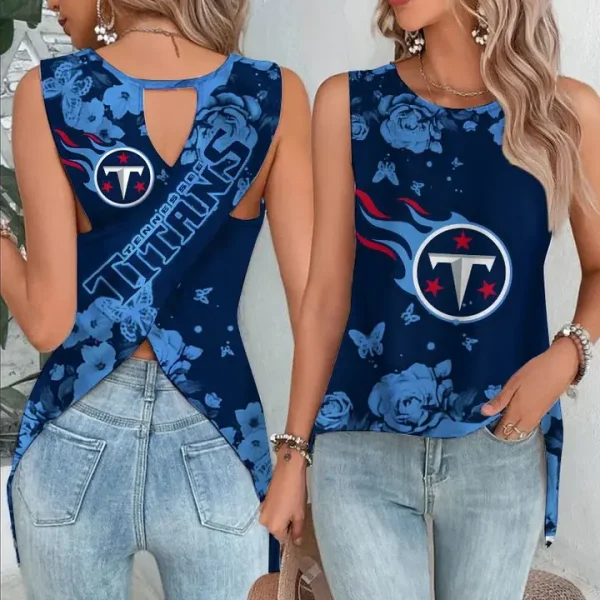 Tennessee Titans Cut Out Wrap Back Tank Top SPTCOWBTT013