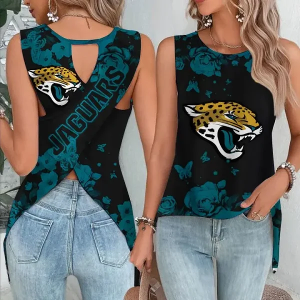 Jacksonville Jaguars Cut Out Wrap Back Tank Top SPTCOWBTT019