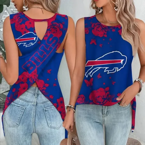 Buffalo Bills Cut Out Wrap Back Tank Top SPTCOWBTT028