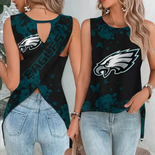 Philadelphia Eagles Cut Out Wrap Back Tank Top SPTCOWBTT029
