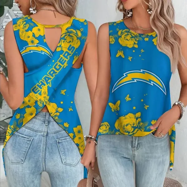 Los Angeles Chargers Cut Out Wrap Back Tank Top SPTCOWBTT030
