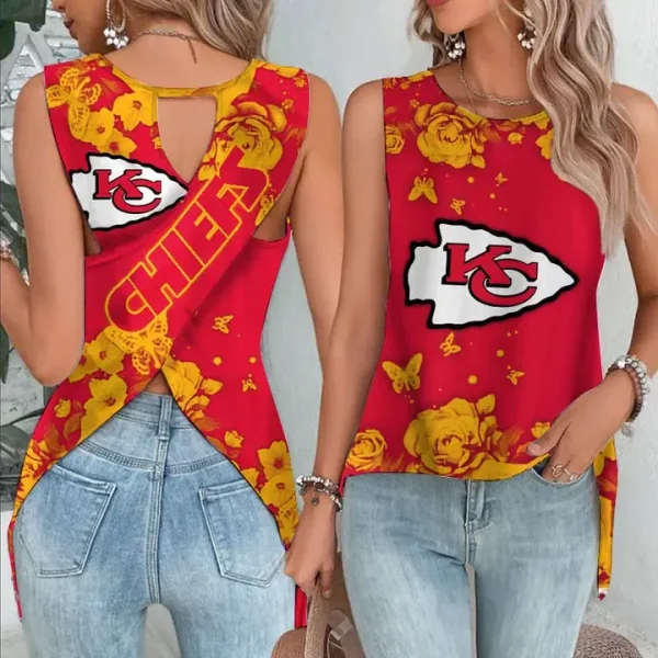 Kansas City Chiefs Cut Out Wrap Back Tank Top SPTCOWBTT032