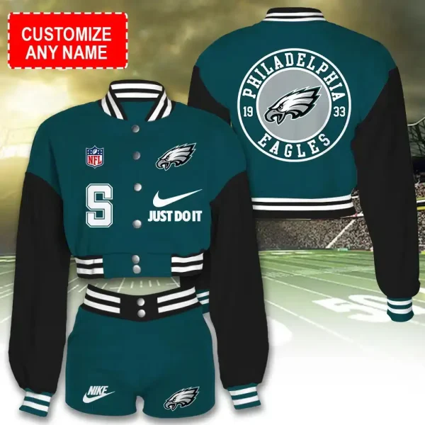 Philadelphia Eagles Cropped Varsity Jacket Set