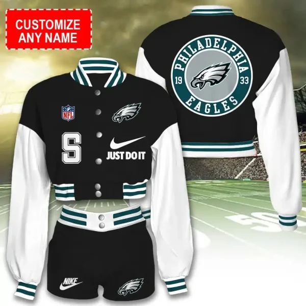 Philadelphia Eagles Cropped Varsity Jacket Set - Image 3
