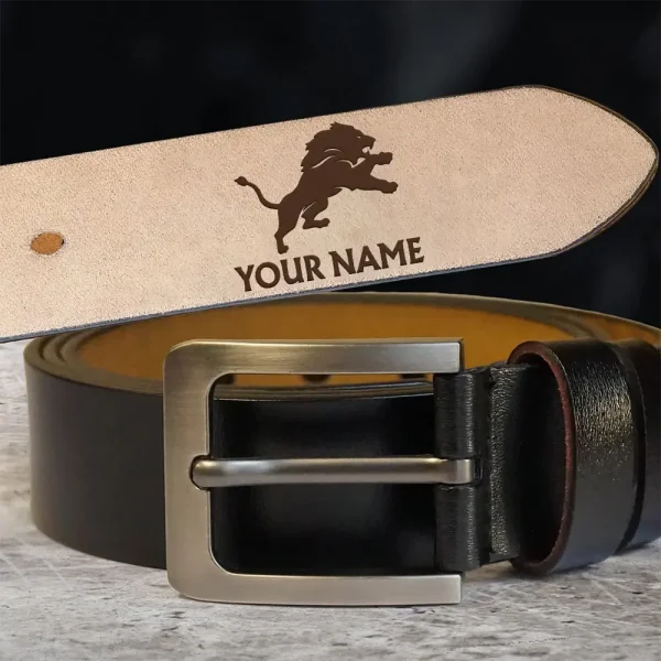 Detroit Lions Engraved Leather Belt SPTELBELT011 - Image 2