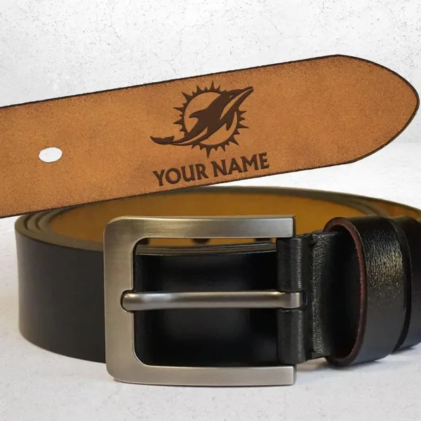 Miami Dolphins Engraved Leather Belt SPTELBELT020