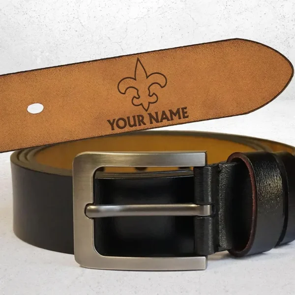 New Orleans Saints Engraved Leather Belt SPTELBELT023