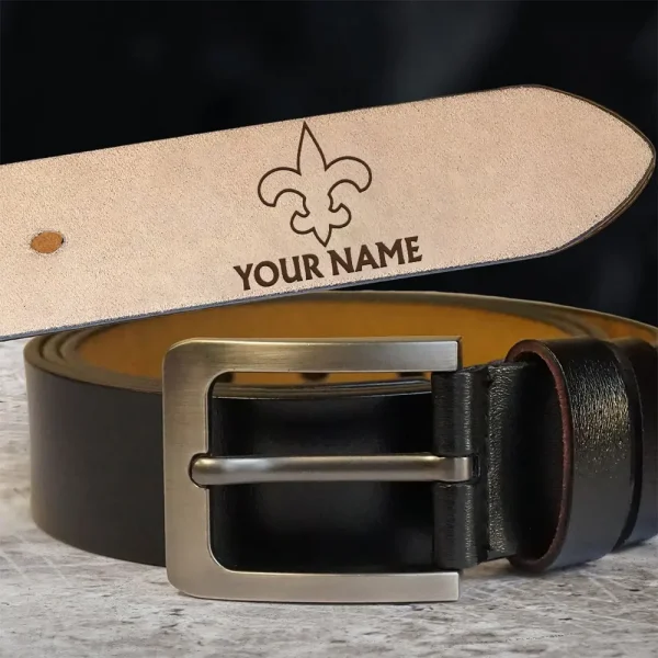 New Orleans Saints Engraved Leather Belt SPTELBELT023 - Image 2