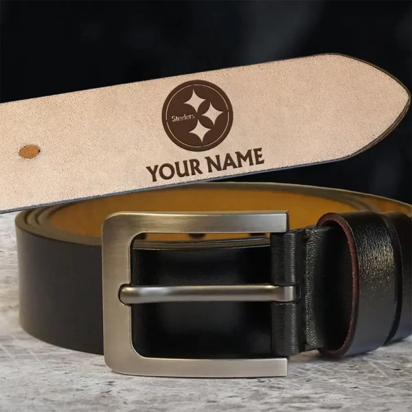 Pittsburgh Steelers Engraved Leather Belt SPTELBELT027 - Image 2