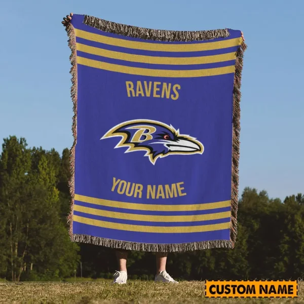 Baltimore Ravens New Pesonalized Woven Blanket For Fan SPTWOBLANKET003 - Image 2