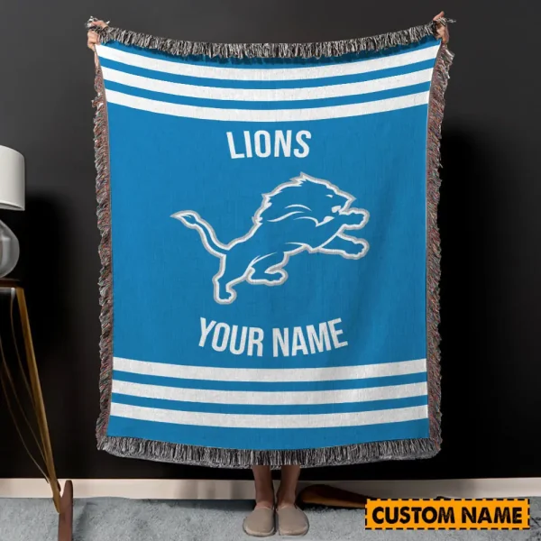 Detroit Lions New Pesonalized Woven Blanket For Fan SPTWOBLANKET011