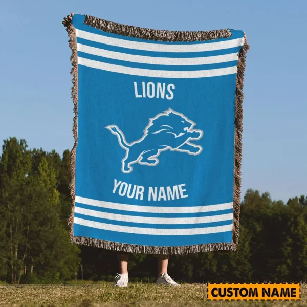 Detroit Lions New Pesonalized Woven Blanket For Fan SPTWOBLANKET011 - Image 2