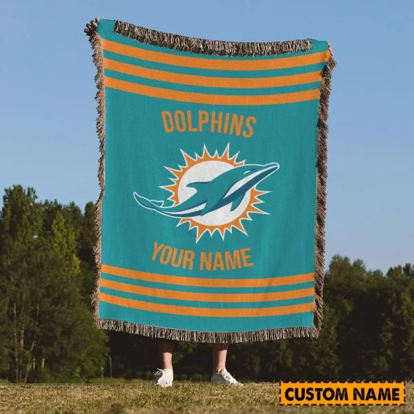 Miami Dolphins New Pesonalized Woven Blanket For Fan SPTWOBLANKET020 - Image 2