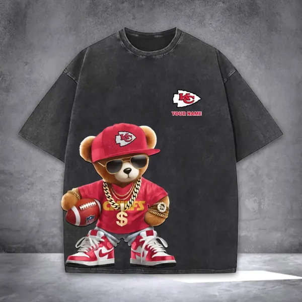 Kansas City Chiefs Teddy Bear Washed Tee Shirt SPTTSHIRT004