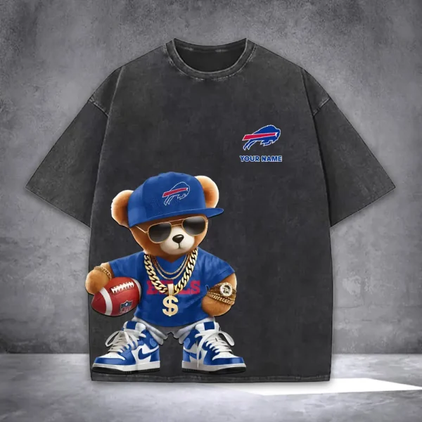 Buffalo Bills Teddy Bear Washed Tee Shirt SPTTSHIRT011 - Image 3
