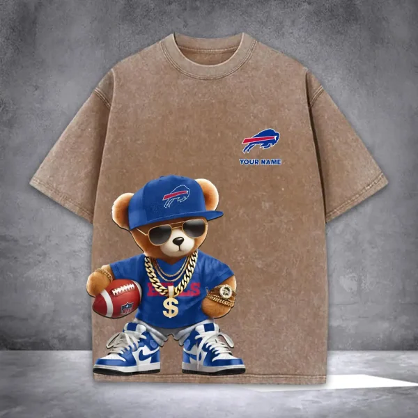 Buffalo Bills Teddy Bear Washed Tee Shirt SPTTSHIRT011 - Image 4