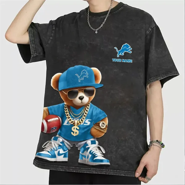 Detroit Lions Teddy Bear Washed Tee Shirt SPTTSHIRT015 - Image 2