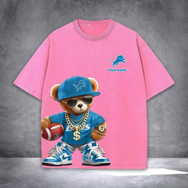 Detroit Lions Teddy Bear Washed Tee Shirt SPTTSHIRT015 - Image 4