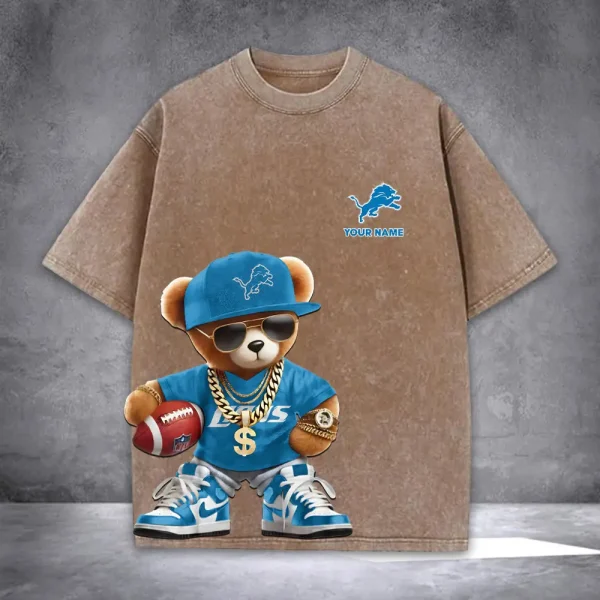 Detroit Lions Teddy Bear Washed Tee Shirt SPTTSHIRT015 - Image 5