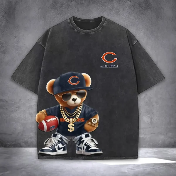 Chicago Bears Teddy Bear Washed Tee Shirt SPTTSHIRT016 - Image 4