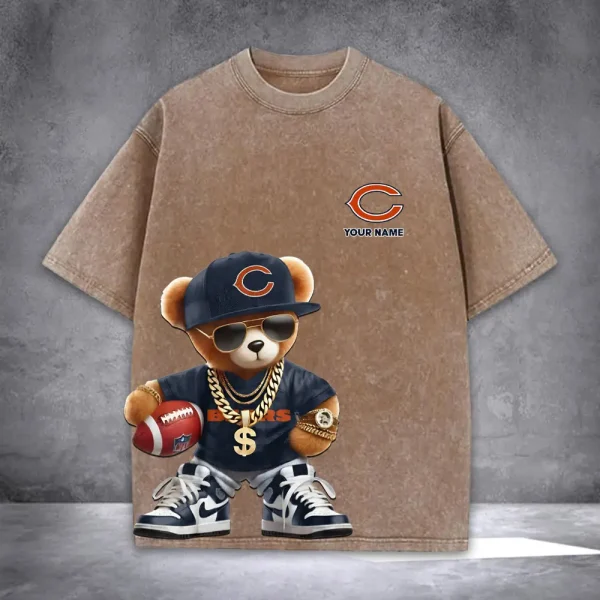 Chicago Bears Teddy Bear Washed Tee Shirt SPTTSHIRT016 - Image 2