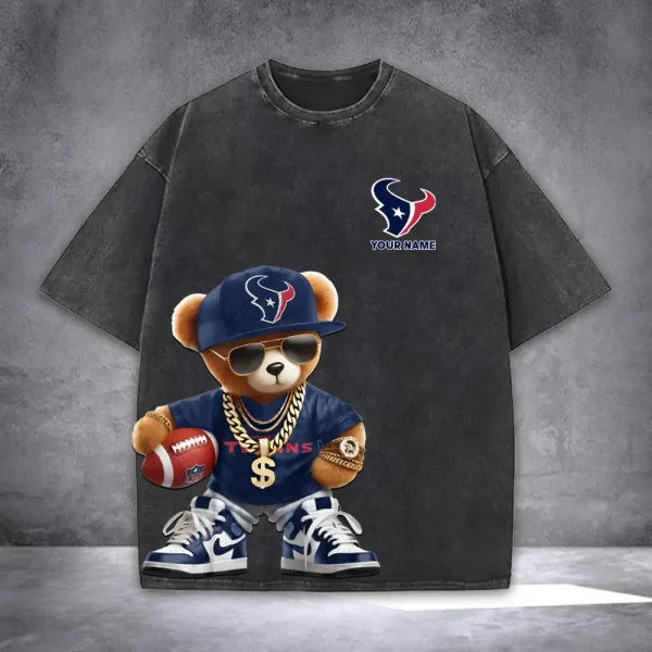 Houston Texans Teddy Bear Washed Tee Shirt SPTTSHIRT024 - Image 3