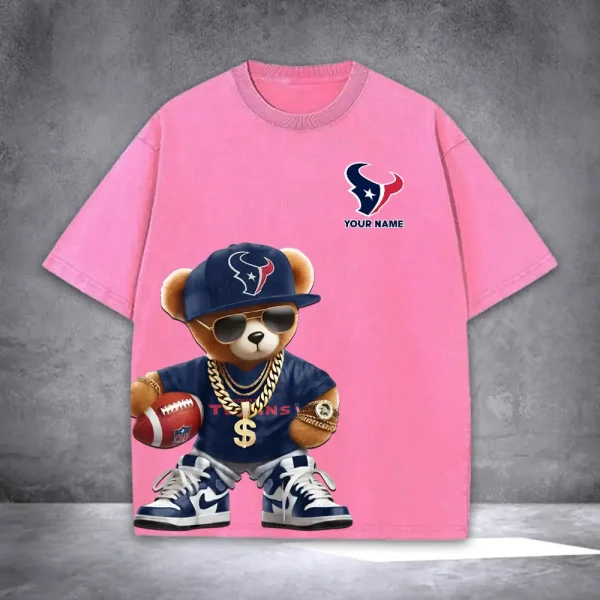 Houston Texans Teddy Bear Washed Tee Shirt SPTTSHIRT024 - Image 4