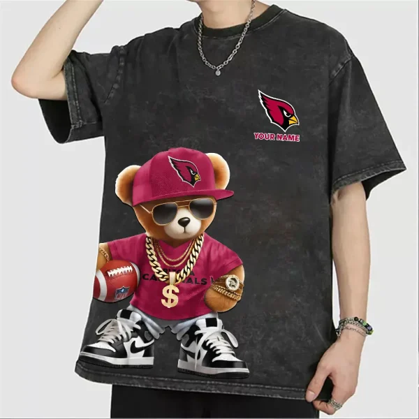 Arizona Cardinals Teddy Bear Washed Tee Shirt SPTTSHIRT018 - Image 3