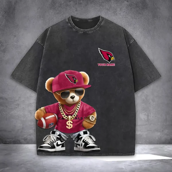 Arizona Cardinals Teddy Bear Washed Tee Shirt SPTTSHIRT018 - Image 2