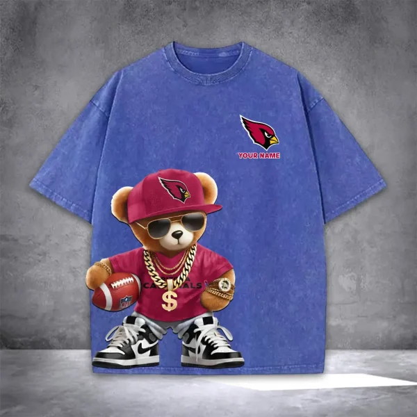 Arizona Cardinals Teddy Bear Washed Tee Shirt SPTTSHIRT018 - Image 5