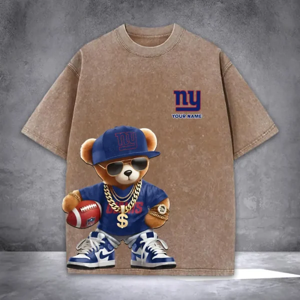 New York Giants Teddy Bear Washed Tee Shirt SPTTSHIRT022