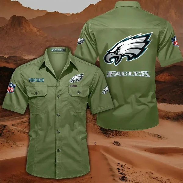 Philadelphia Eagles PURLSC026 Military Cargo Cotton Shirts - Image 2