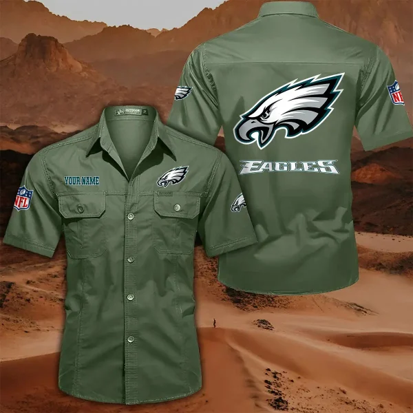 Philadelphia Eagles PURLSC026 Military Cargo Cotton Shirts