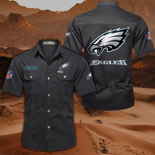 Philadelphia Eagles PURLSC026 Military Cargo Cotton Shirts - Image 3