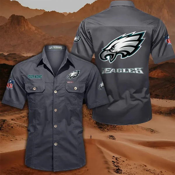 Philadelphia Eagles PURLSC026 Military Cargo Cotton Shirts - Image 6