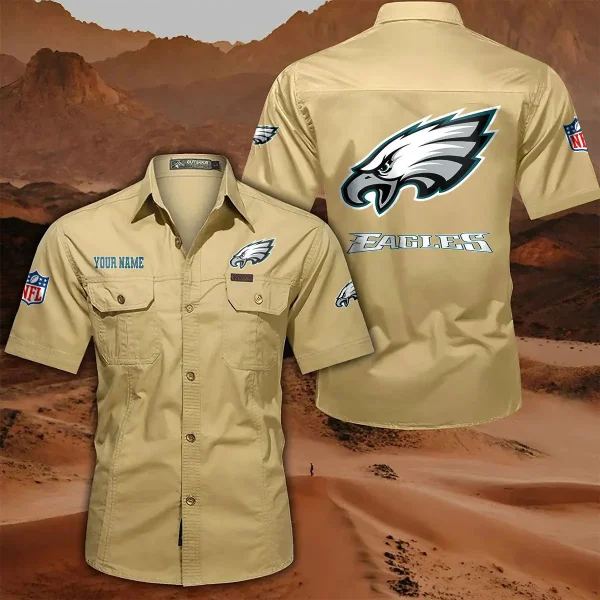 Philadelphia Eagles PURLSC026 Military Cargo Cotton Shirts - Image 7
