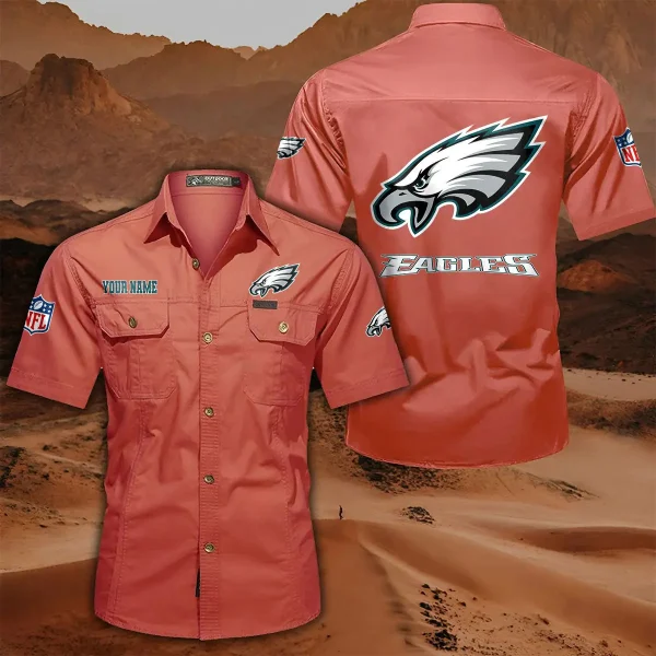 Philadelphia Eagles PURLSC026 Military Cargo Cotton Shirts - Image 9