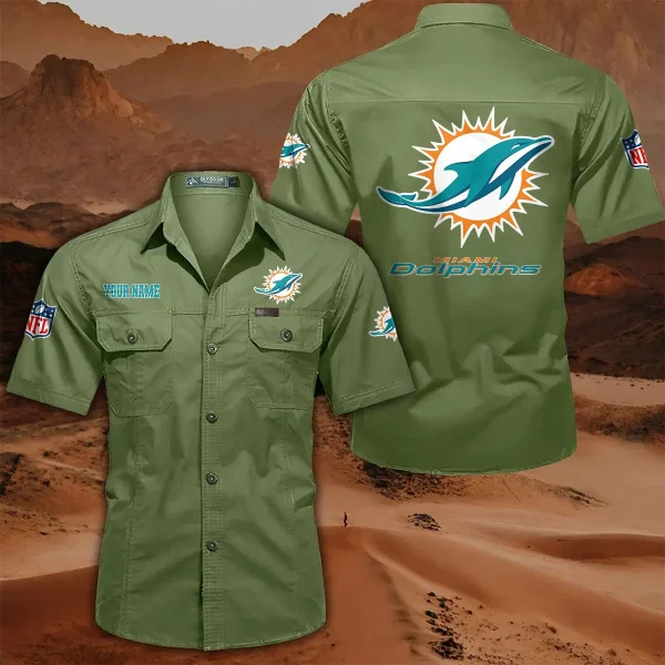 Miami Dolphins PURLSC019 Military Cargo Cotton Shirts - Image 7