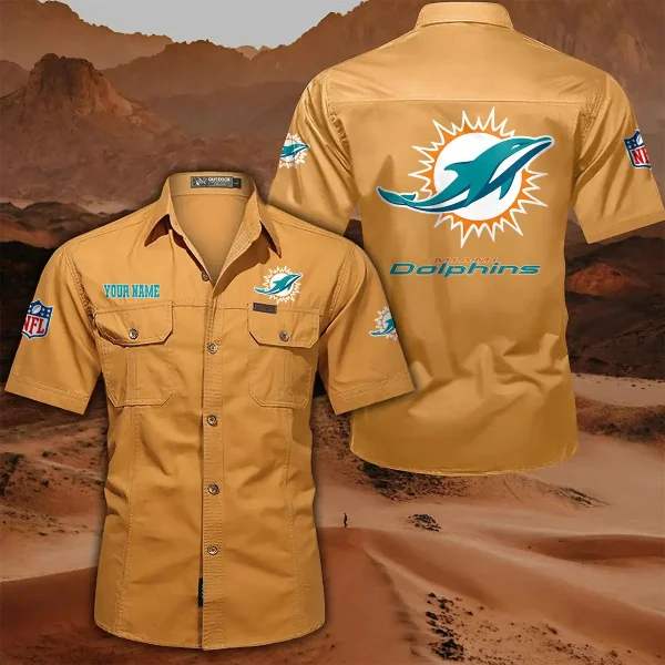 Miami Dolphins PURLSC019 Military Cargo Cotton Shirts - Image 10