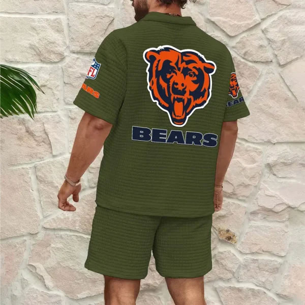 Chicago Bears Men’s Waffle Pattern Half Zipper Shirt And Short SPTMWHZSS006 - Image 4