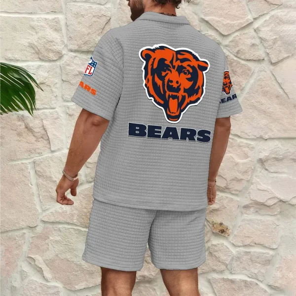 Chicago Bears Men’s Waffle Pattern Half Zipper Shirt And Short SPTMWHZSS006 - Image 6