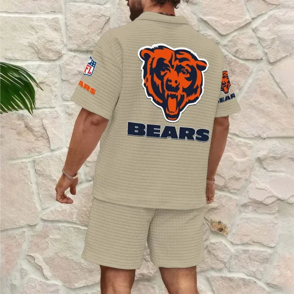 Chicago Bears Men’s Waffle Pattern Half Zipper Shirt And Short SPTMWHZSS006 - Image 8